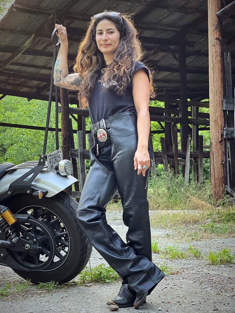 women leather chaps in trendy tannery