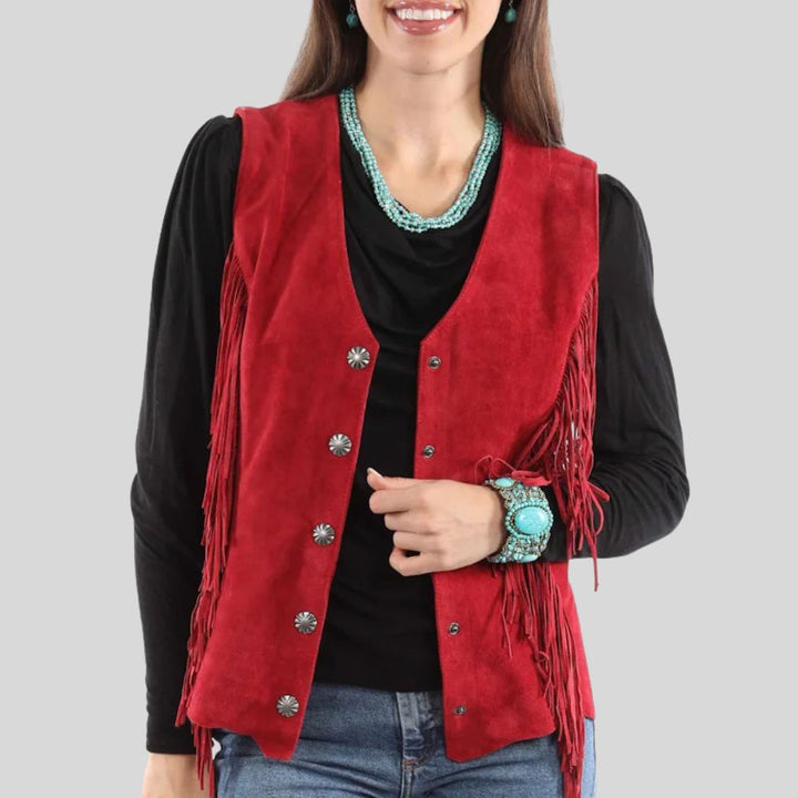 Fashionable Women Fringes Leather Vest Stylish Cowgirl Vibes