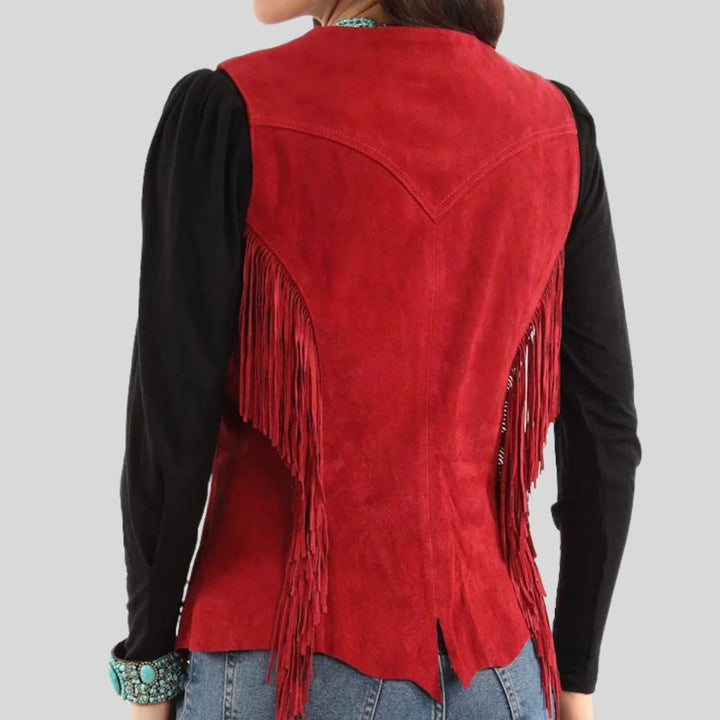 Fashionable Women Fringes Leather Vest Stylish Cowgirl Vibes