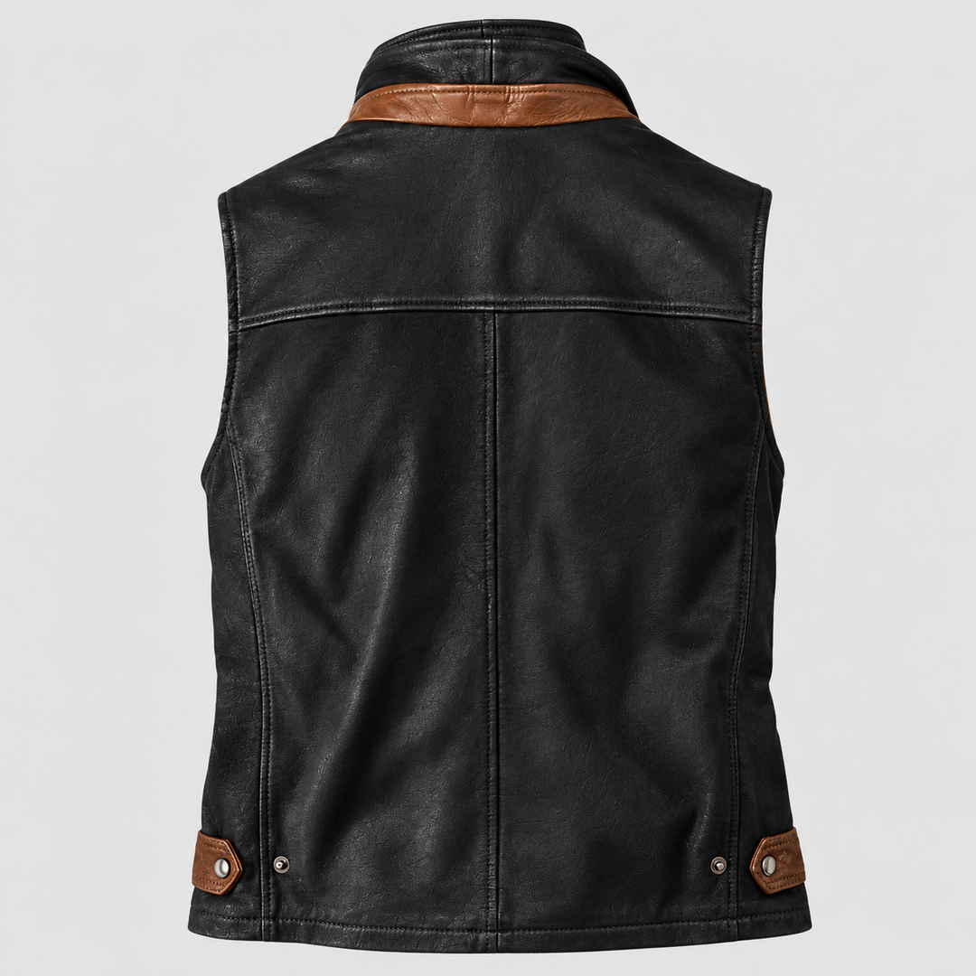 Premium Sheepskin leather Vest With Fur Collar For Men