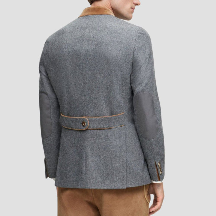 Traditional Grey Wool Bavarian Jacket For Men