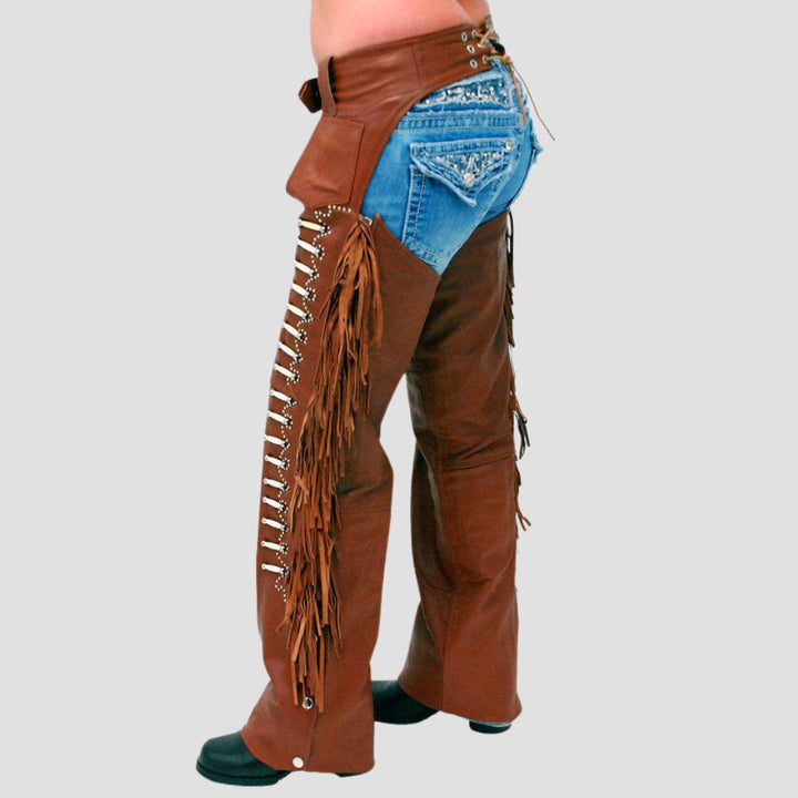 Made for the true cowboy, these leather fringe chaps offer the perfect combination of rugged durability and western style.