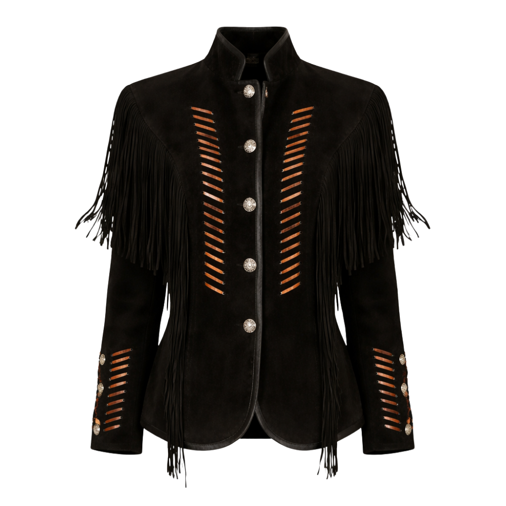 Black suede western jacket with classic western styling