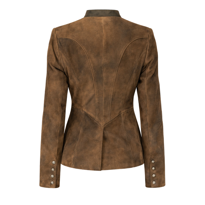 Premium brown suede trachten jacket for women cultural wear