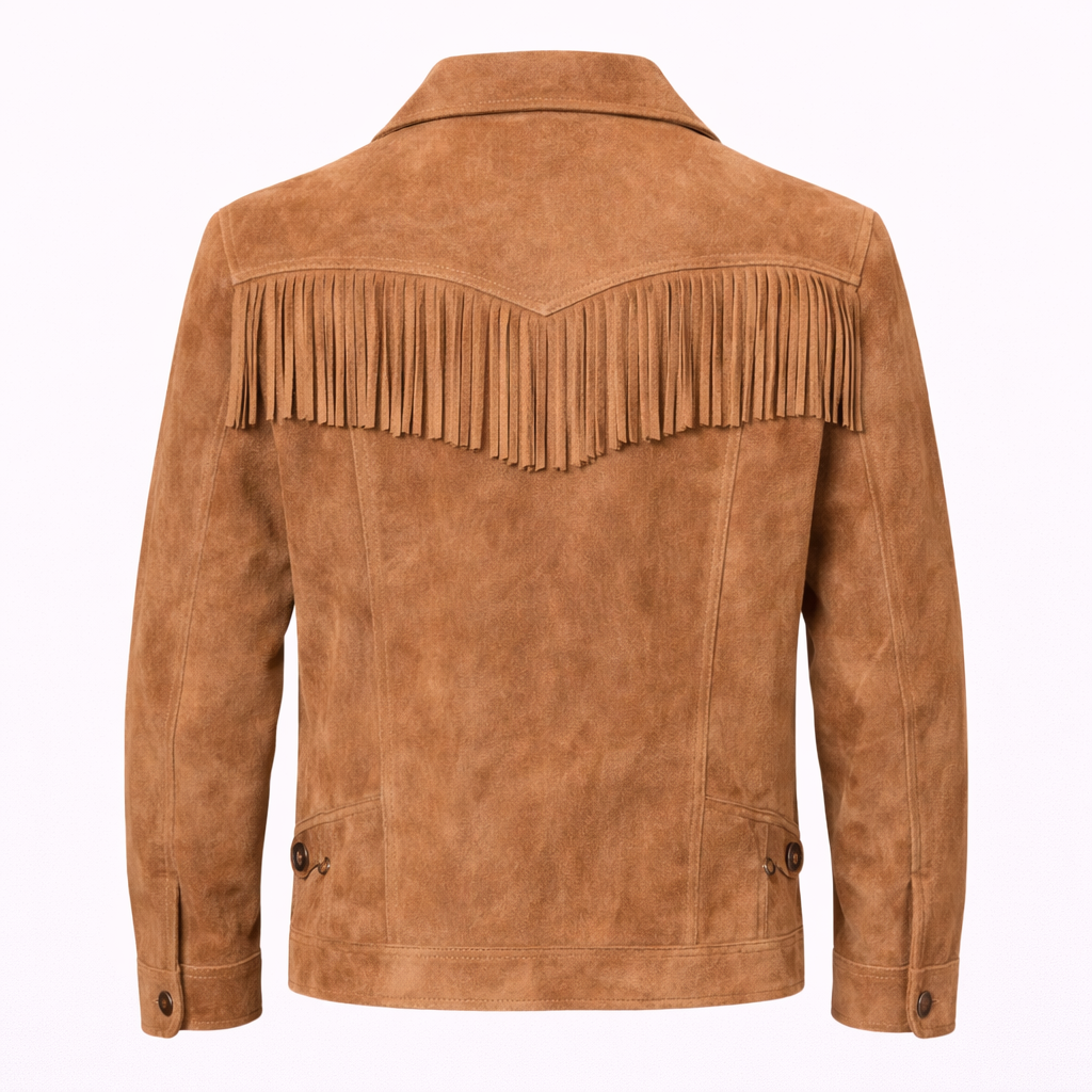 men suede western fringe jacket