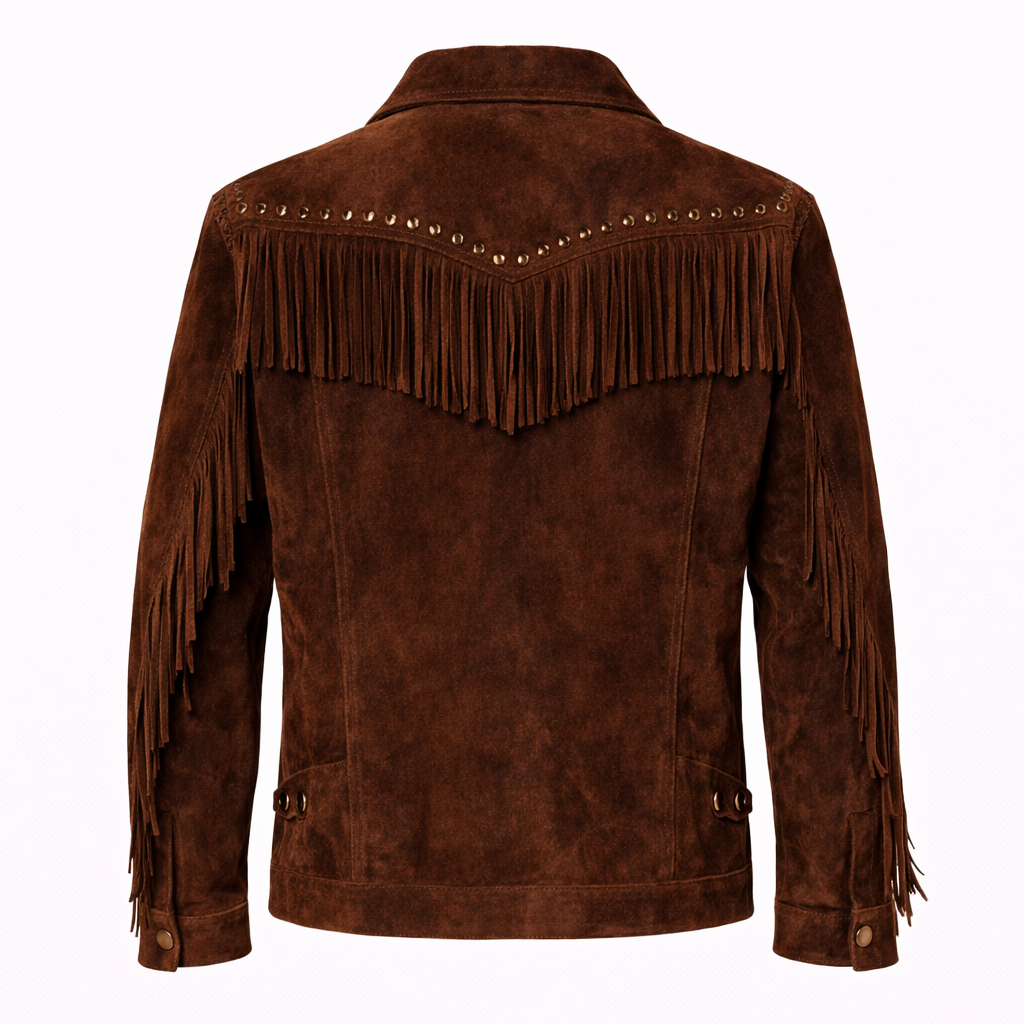 brown suede western jacket for men