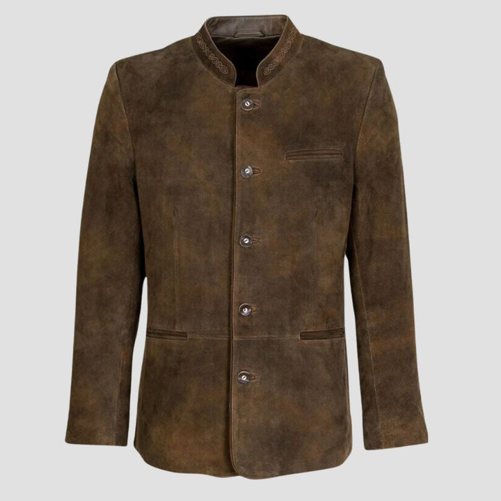 Buy Men’s Leather Trachten Coat with Embroidery