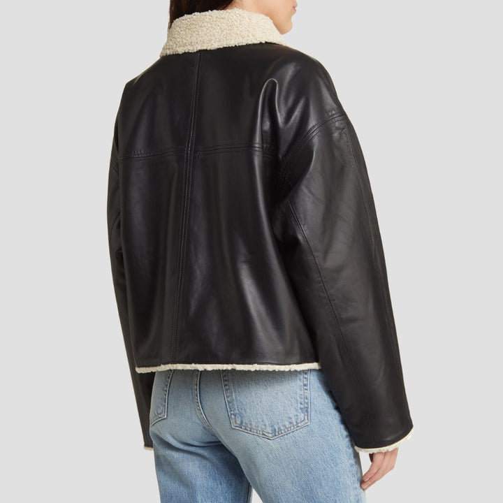 Make a cozy statement with soft shearling leather jackets for ladies. Offering ultimate warmth, these jackets blend soft leather and shearling to keep you comfortable in cold weather.