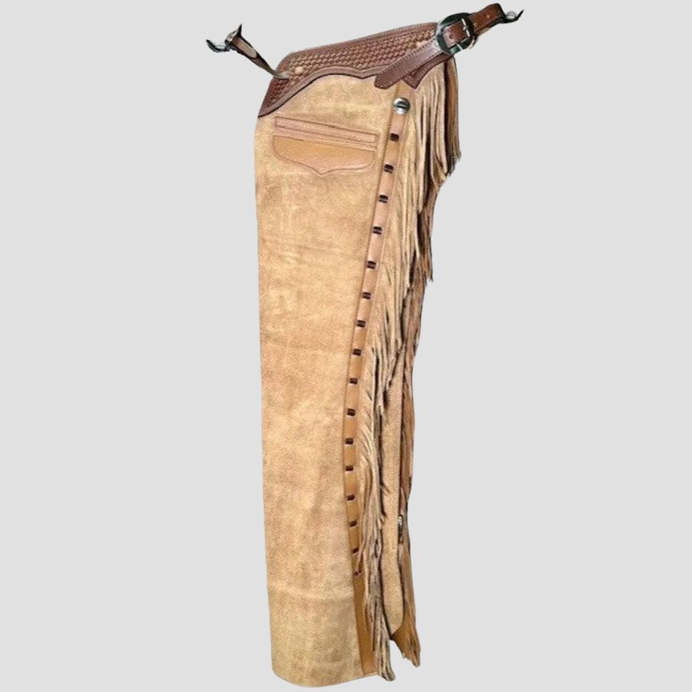 For the ultimate comfort and style on your rides, these western leather fringe chaps are designed to keep you comfortable all day.