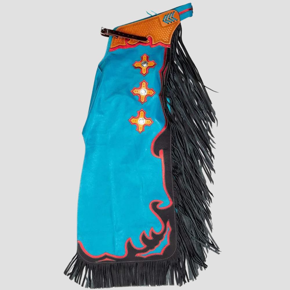 Ride in comfort and style with these western fringe chaps, designed for cowboys and riders who demand durability.