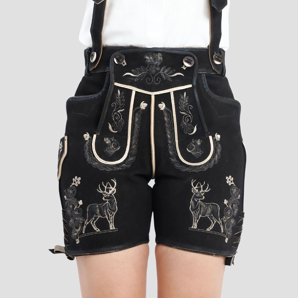  These comfortable women’s lederhosen are crafted for Bavarian events, offering a perfect blend of tradition and comfort for all-day wear at festivals and parties.