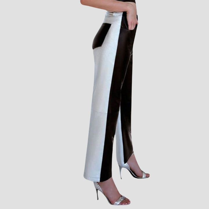 Add a touch of boldness to any outfit with these stylish metallic leather pants.