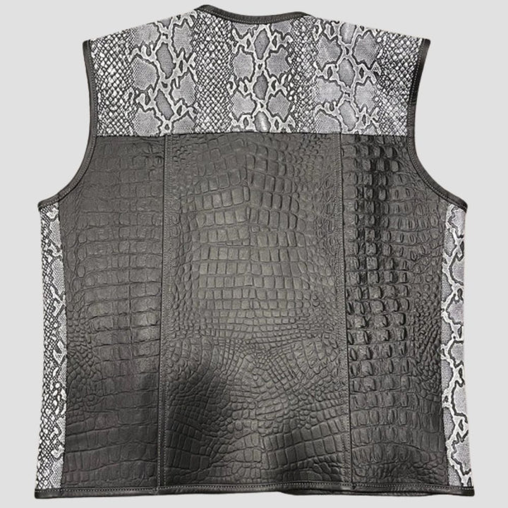 Perfect for any biker looking for rugged style, this crocodile pattern leather vest is the ideal riding companion.