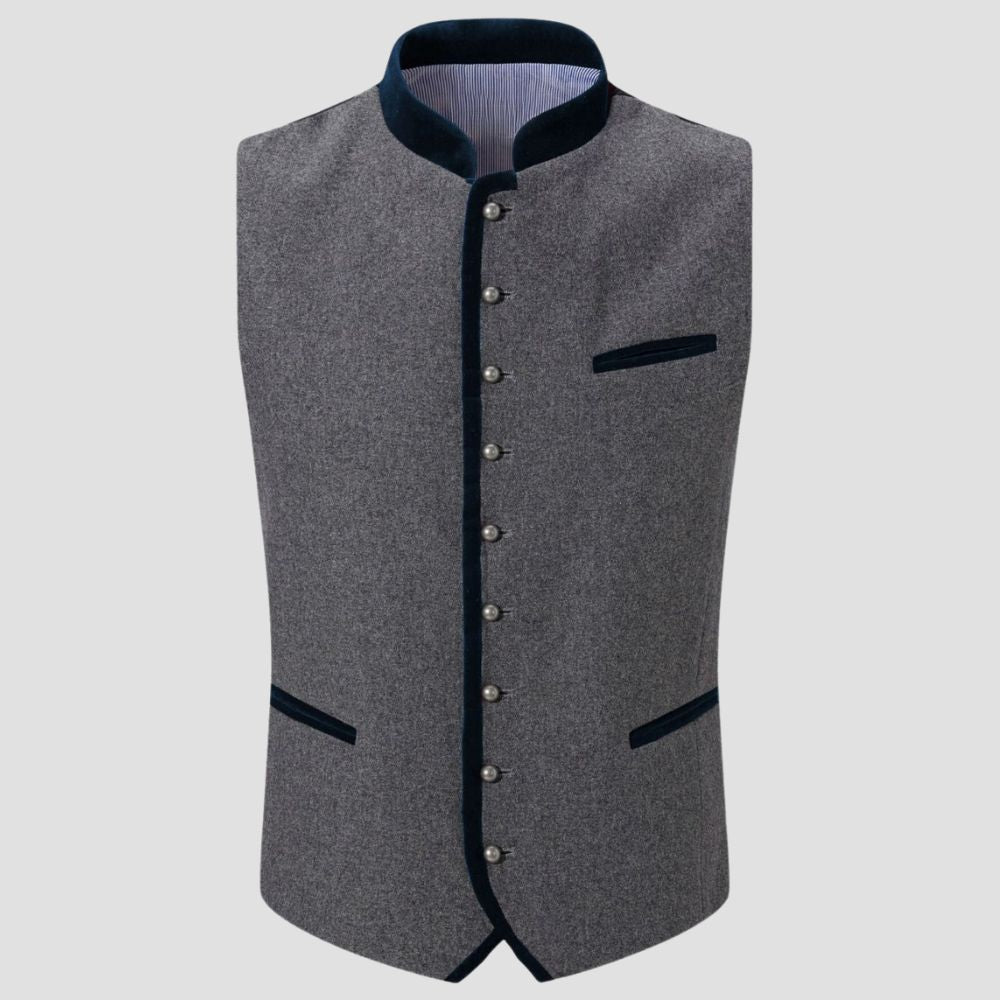 Premium Gray Trachten Vest for Oktoberfest and Bavarian Festivals