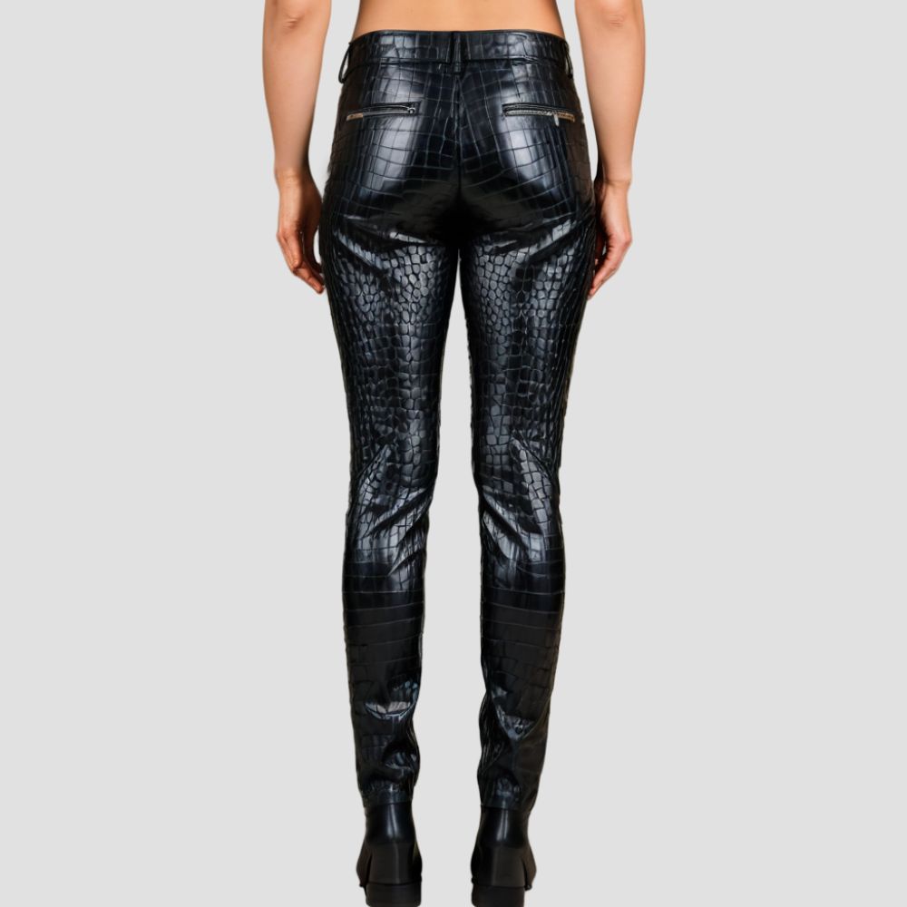 If you want to stand out and be the center of attention, these crocodile leather pants are a must-have!