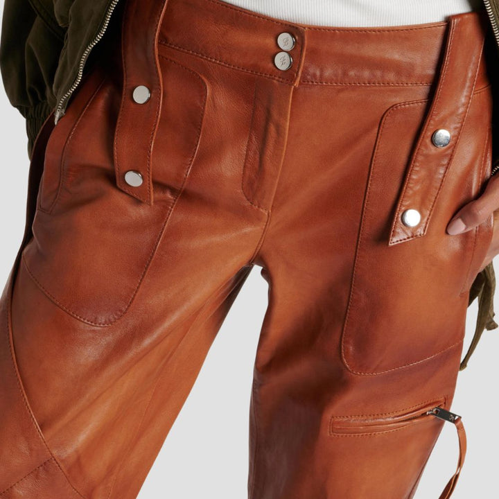 These cargo leather pants offer a perfect blend of modern fashion and everyday functionality.