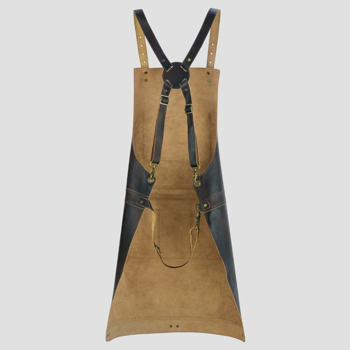 Durable leather apron for chefs, baristas, and craftsmen in premium cowhide.