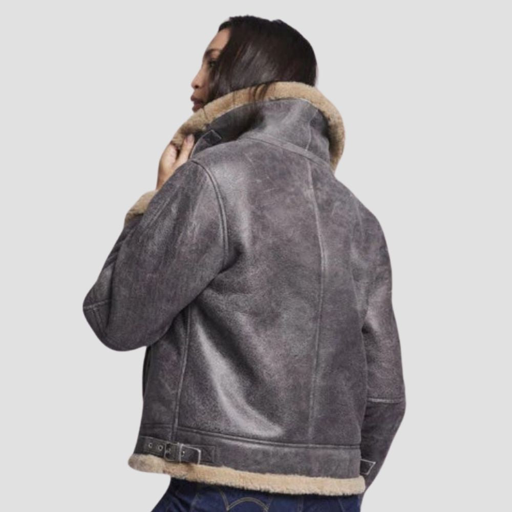 Shop this high-end fur-lined leather jacket for women, crafted for perfect winter layering. Its luxurious fur lining and sleek leather exterior ensure warmth and elegance.