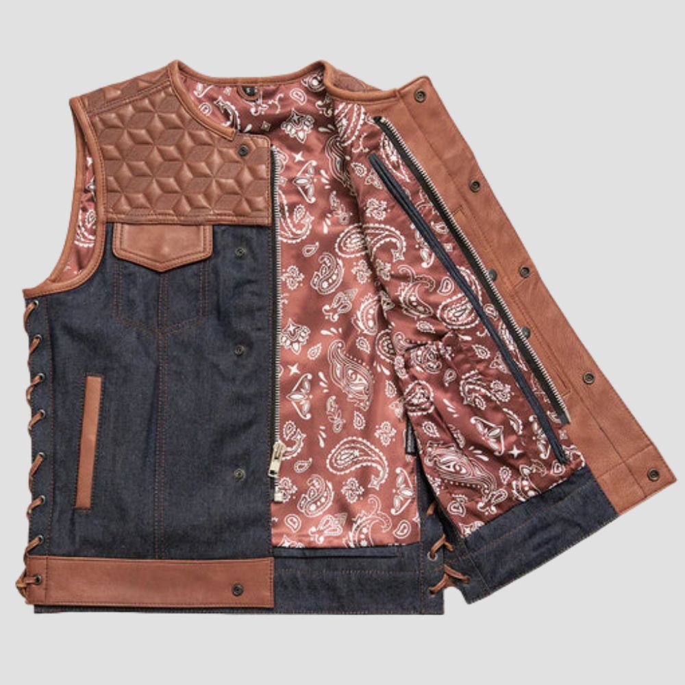 Upgrade your biker wardrobe with this high-quality quilted leather vest, combining style and comfort for every ride.