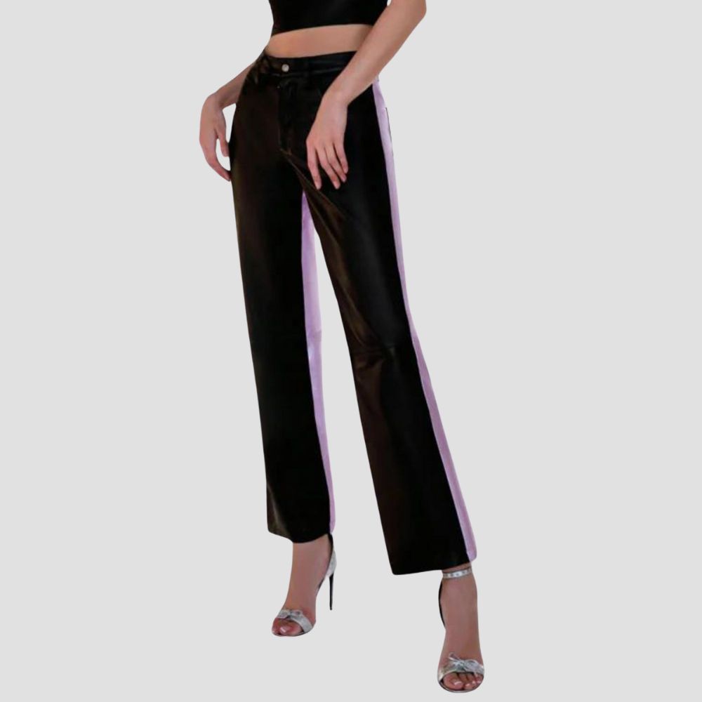 Shine bright in these high-shine metallic leather pants, perfect for glamorous occasions.