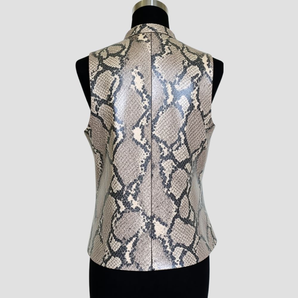 snakeskin pattern leather vest