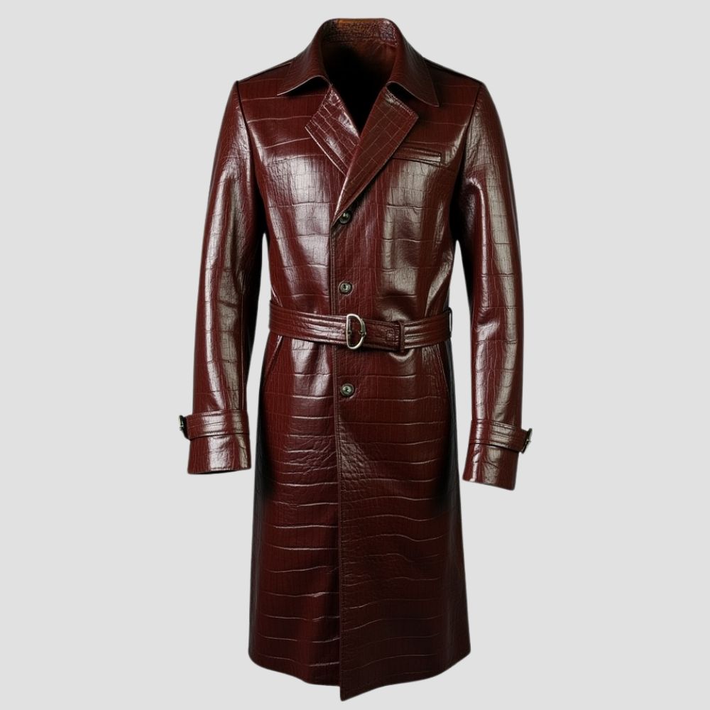 Crafted from premium crocodile leather, this coat offers both sophistication and warmth for the winter months.