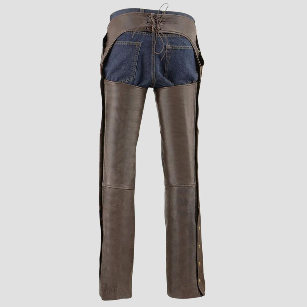 These genuine leather chaps offer the perfect blend of ruggedness and fashion, making them a must-have for motorcycle enthusiasts.