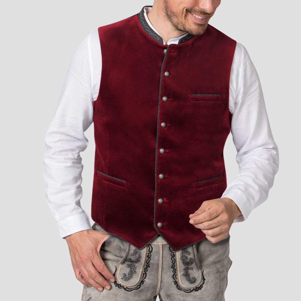 Celebrate in style with this trendy Bavarian Trachten vest, the perfect choice for a sophisticated Oktoberfest look.
