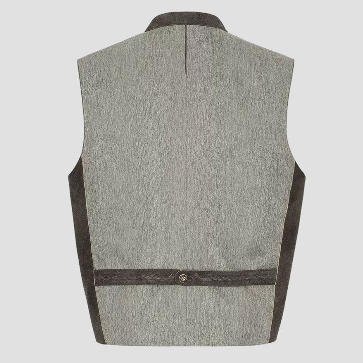 Make a statement at Oktoberfest with this detailed embroidered Bavarian leather Trachten vest, combining comfort and tradition.