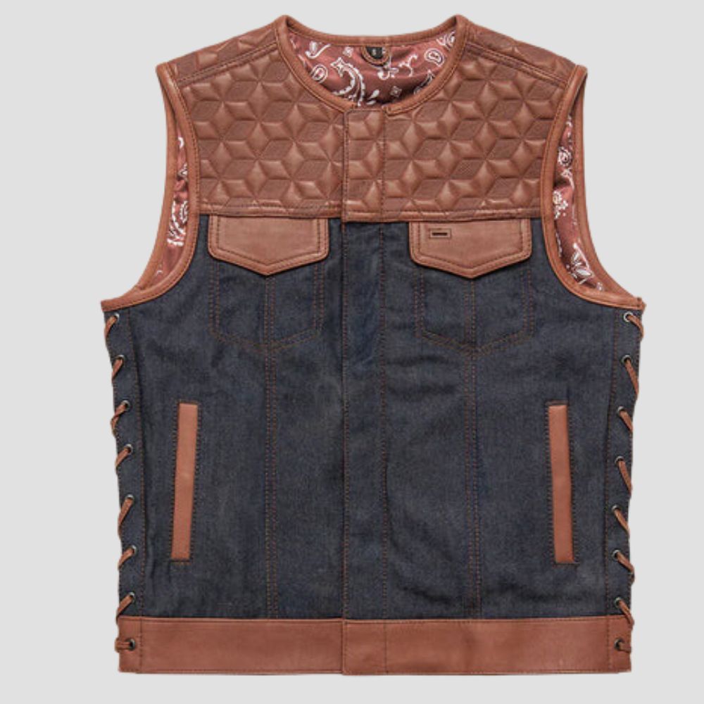 With its sleek design and top-notch material, this quilted leather motorcycle vest is perfect for the modern biker.
