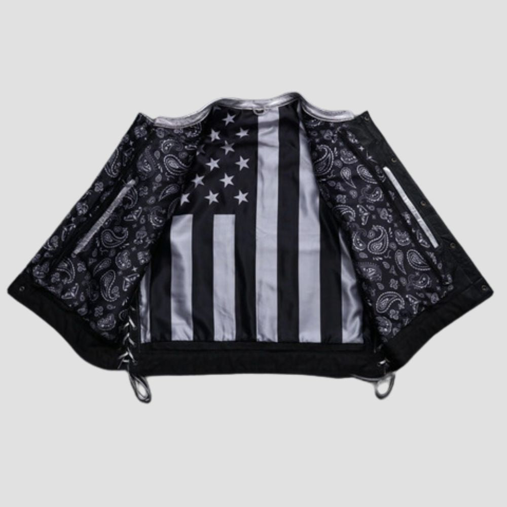 Crafted for the modern biker, this quilted leather vest is the perfect addition to your riding gear collection.