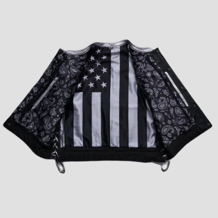 Crafted for the modern biker, this quilted leather vest is the perfect addition to your riding gear collection.