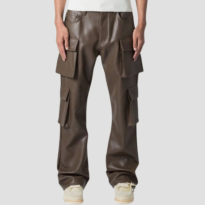 Crafted for durability and style, these rugged leather cargo pants are a must-have for street fashion enthusiasts.