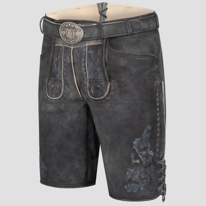 These embroidered Lederhosen are perfect for fall and winter events, combining trendy style with traditional Bavarian craftsmanship.
