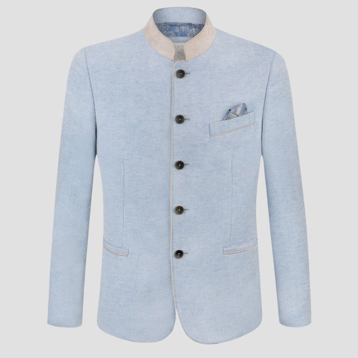 Elegant men’s blue wool Trachten coat for cultural events.