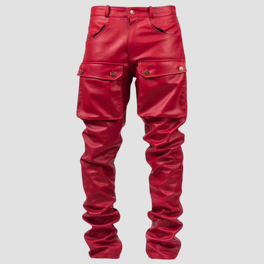 Step up your fashion game with these premium leather cargo pants, perfect for a bold, modern edge.