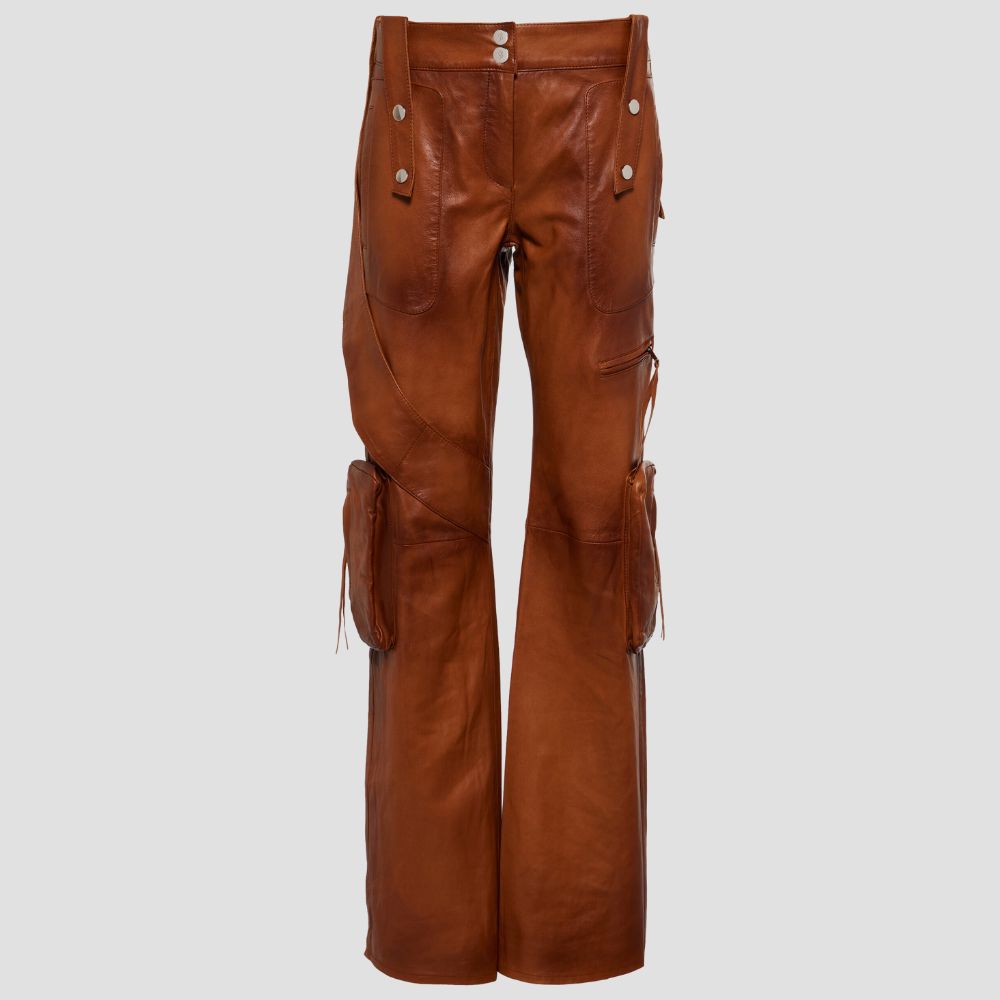 These stylish leather cargo pants are a must-have for any woman looking to add edge to her wardrobe.