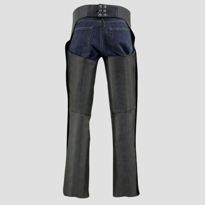 Elevate your outdoor gear with these premium leather chaps, crafted for motorcyclists and adventurers seeking both style and durability.