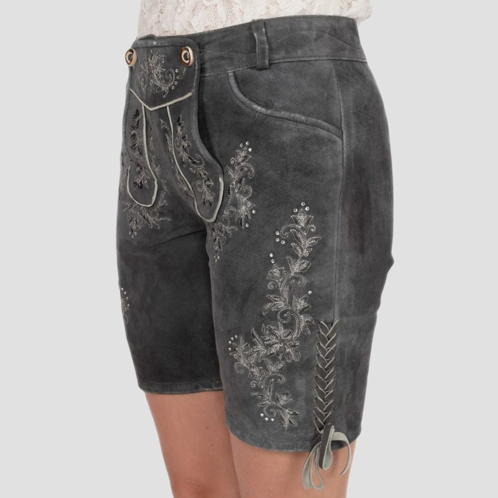  Elevate your Oktoberfest style with these premium women’s lederhosen. The embroidered floral designs add a touch of sophistication to the traditional Bavarian outfit.