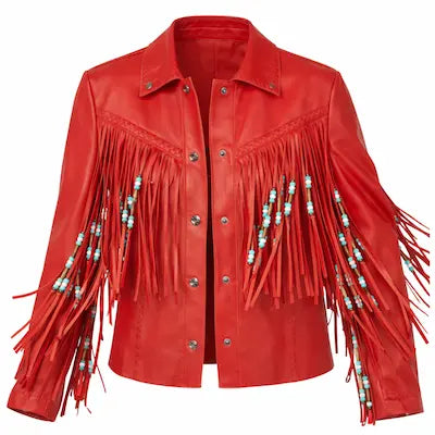red fringe leather jacket