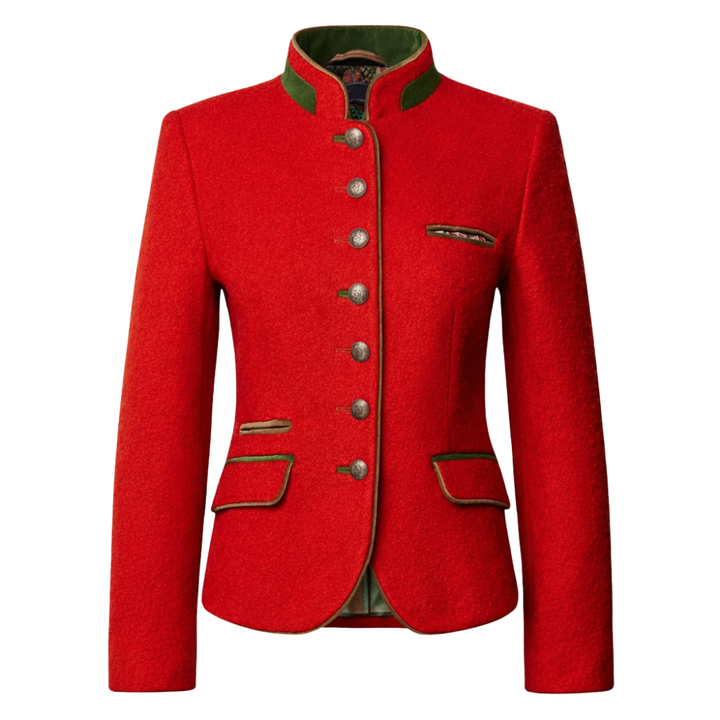 women wool red bavarian coat