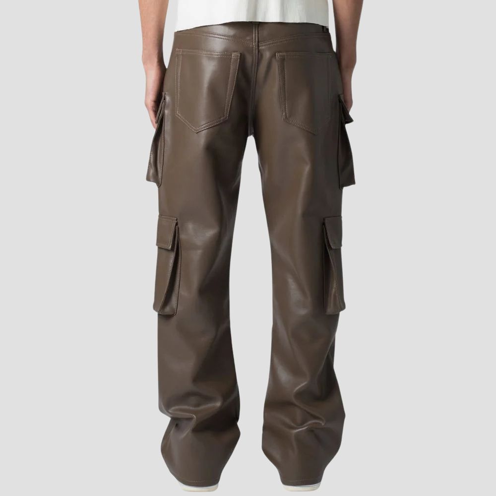 Upgrade your streetwear game with these premium rugged leather cargo pants, perfect for bold, urban outfits.