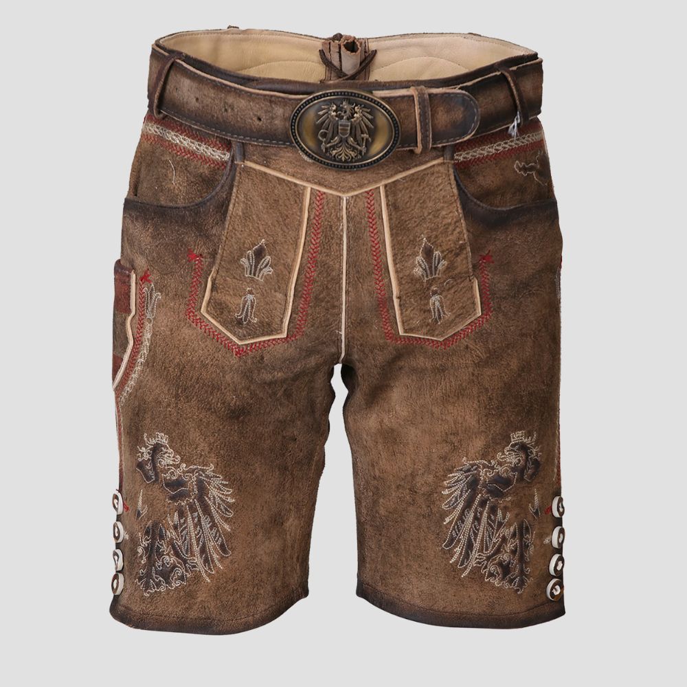 Stand out at Oktoberfest with these stylish brown Lederhosen, offering the perfect blend of tradition and modern flair.