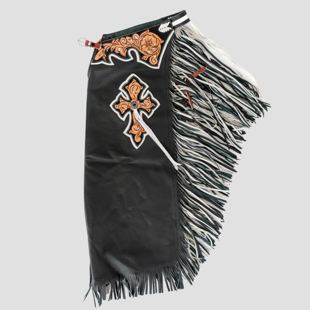 Designed for professional rodeo riders, these leather chaps offer the perfect blend of durability and stylish fashion.