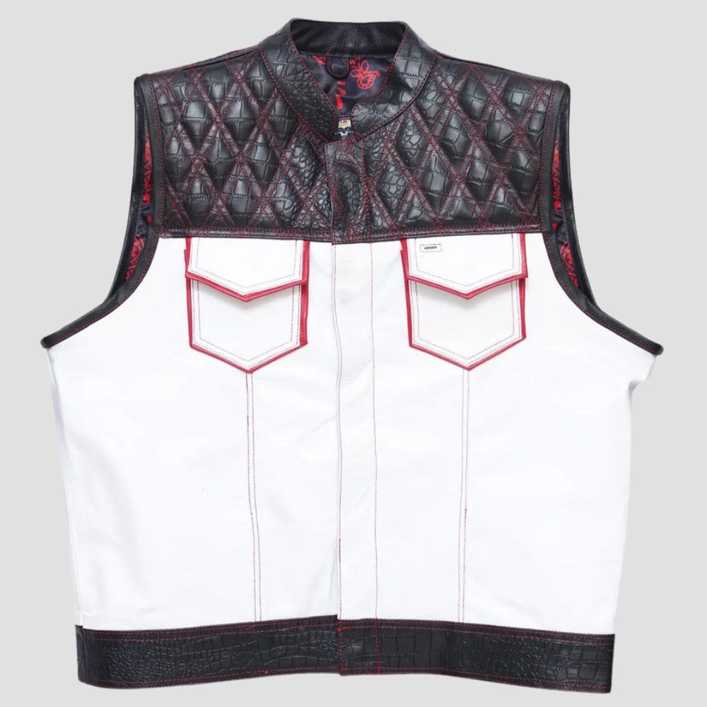 Perfect for the contemporary biker, this quilted leather vest combines durability with a sleek, fashion-forward design.