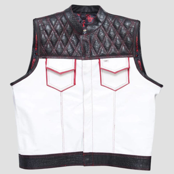 Perfect for the contemporary biker, this quilted leather vest combines durability with a sleek, fashion-forward design.