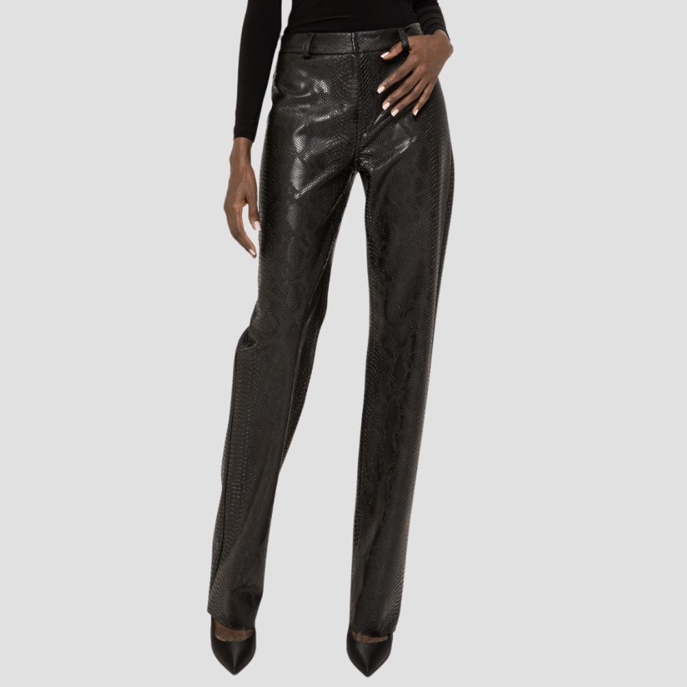 black snakeskin leather pants for girls