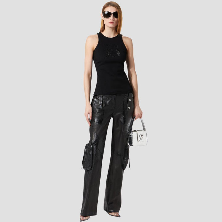 These cargo leather pants have the perfect balance of luxury and comfort, making them ideal for both day and night looks