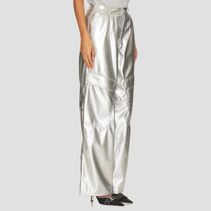 The perfect balance of chic and edgy. These metallic leather pants are definitely fashion-forward!