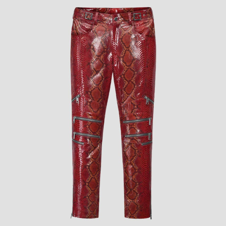 These snakeskin leather pants are perfect for making a bold statement! Love the striking design.